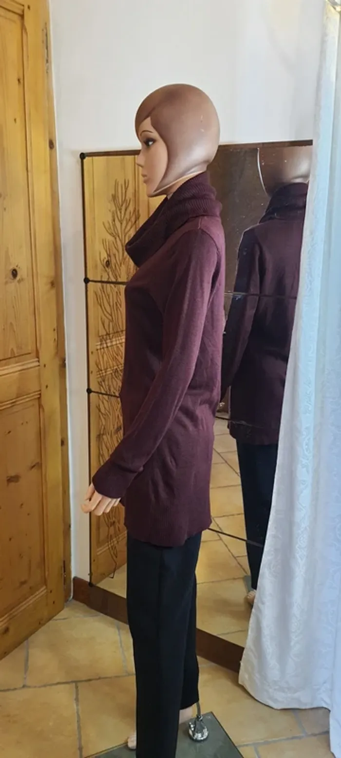 Pull col roulé bordeaux femme "Arkitec" taille M - photo numéro 2