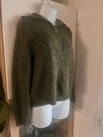 Pull camionneur avec laine kaki