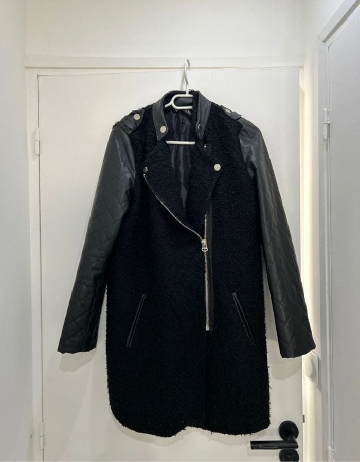 Manteau Noir taille M Effet Laine Bouclée - photo numéro 9