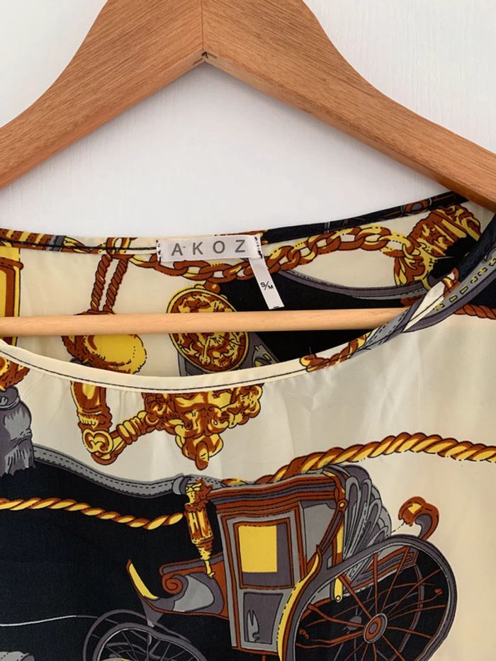 Blouse beige et noir à motifs - photo numéro 3