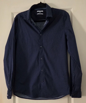 Chemise homme JULES slim fit – Bleu marine à motifs – Taille M – Excellent état