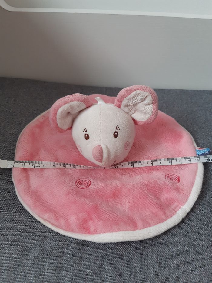 Doudou plat sucre d'orge rose avec une souris - photo numéro 6
