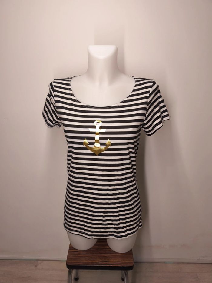 T-shirt Françoise Saget Femme Taille 42/44 noir-blanc