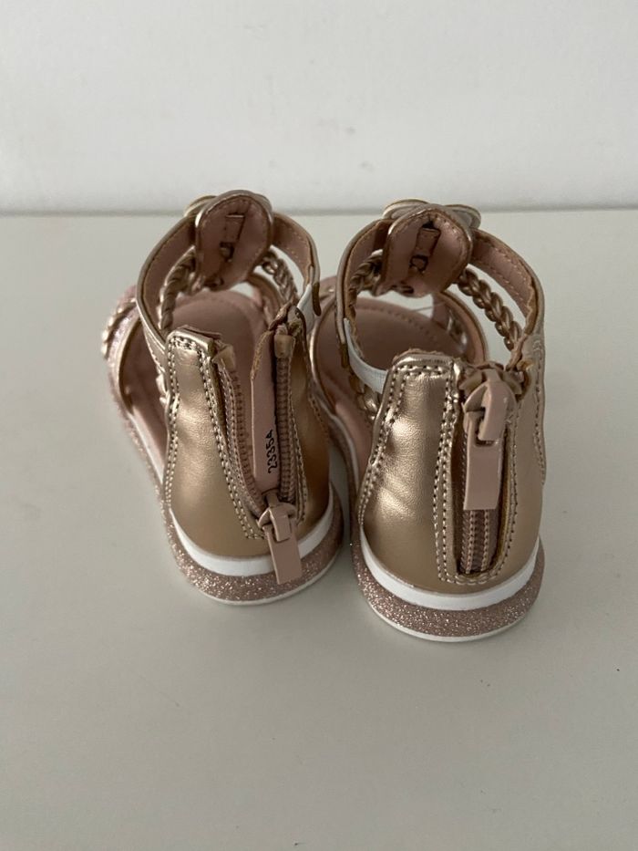 Sandales montantes enfant - Style gladiateur - Or rose / Paillettes - Pointure 23 - photo numéro 2