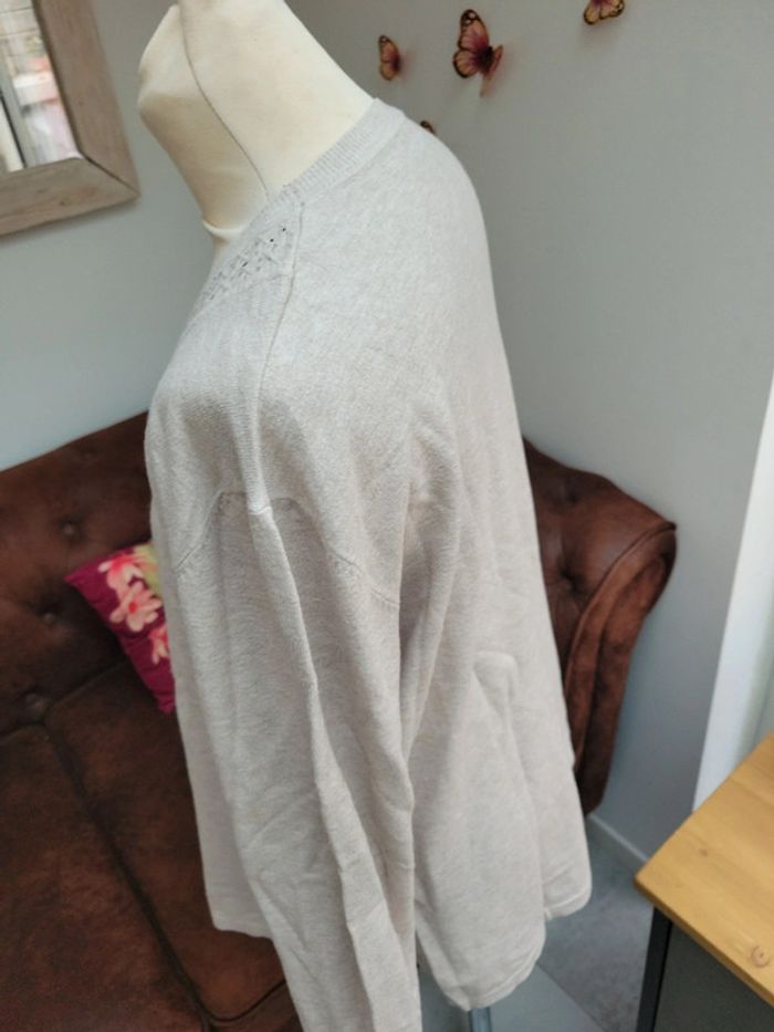 Pull beige taille 49 50 en cachemire laine léger chaud doux - photo numéro 4