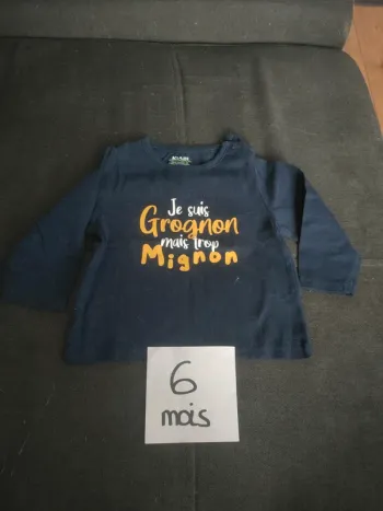 Tee shirt garçon 6 mois manches longues Kiabi
