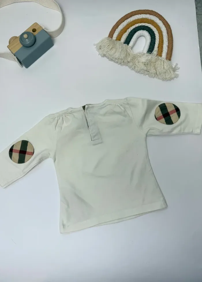 T-shirt longues manches Burberry bébé unisexe blanc taille 3 mois super état - photo numéro 3