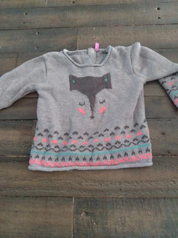 Pull bébé gris paillettes argentées Gémo 2 ans