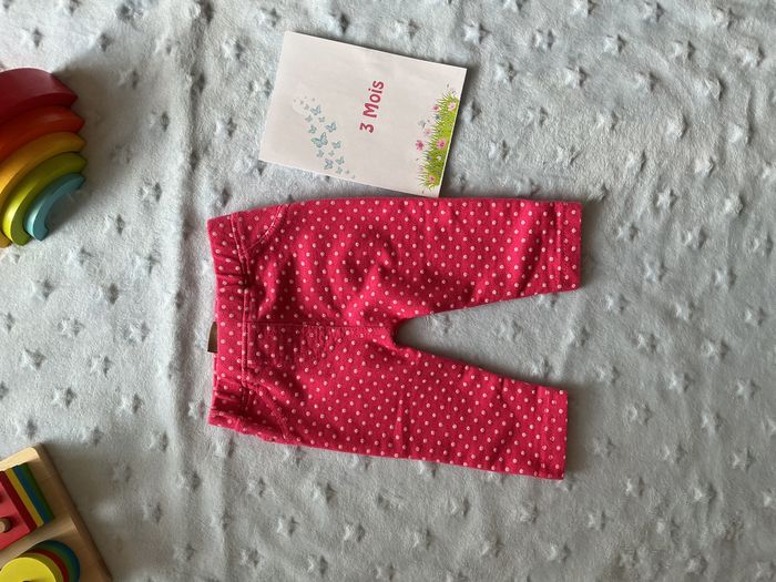 legging long fuchsia à pois blanc 3 mois boite à malices taille élastique - photo numéro 2