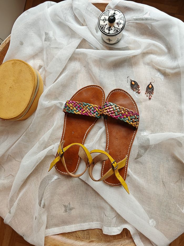 Sandales femme cuir multicolore - photo numéro 4