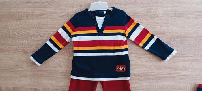 Ensemble bébé garçon 3 pièces manches longues + pantalon + chaussettes taille 18 mois - photo numéro 3