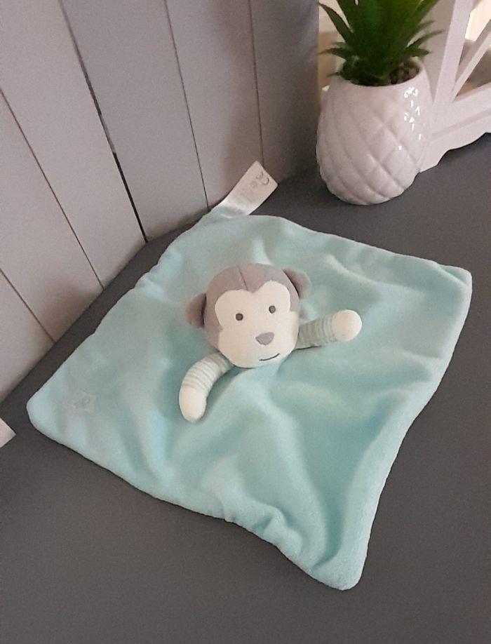 Doudou singe Obaïbi bleu