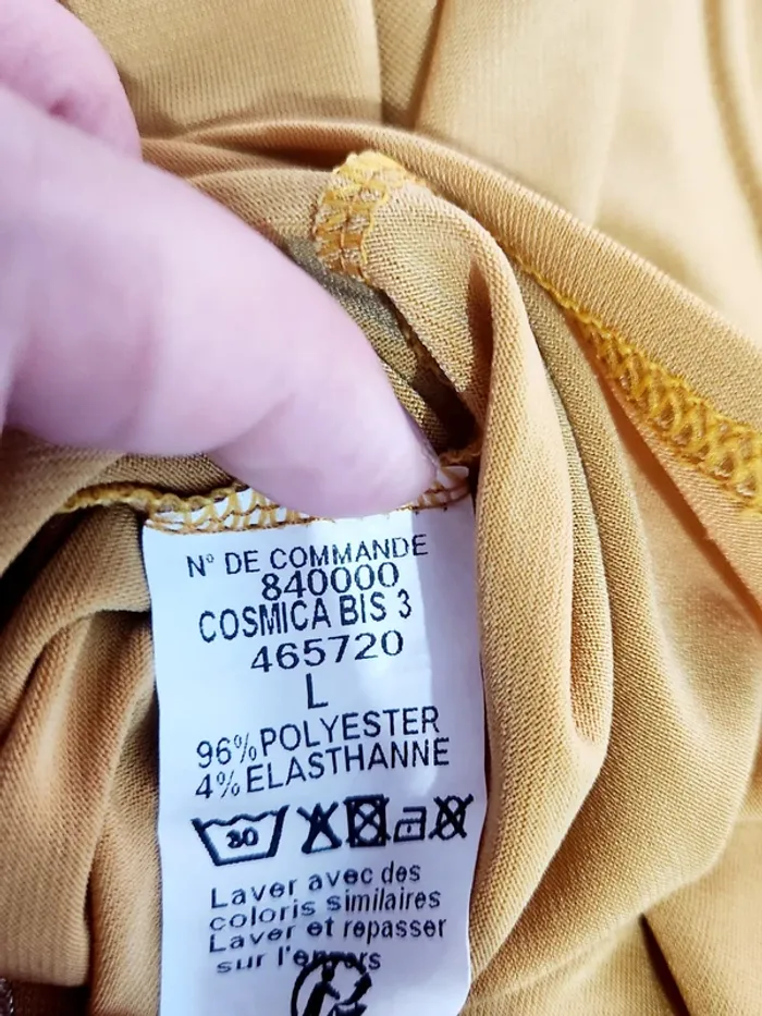 Blouse col tunisien moutarde manches 3/4 L - photo numéro 3