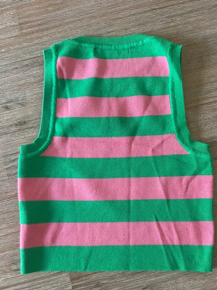 Débardeur rayé vert et rose - photo numéro 2