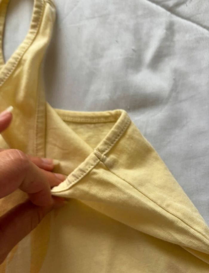 Top / débardeur tissaia jaune pale motif palmier taille M/38 été Summer - photo numéro 6