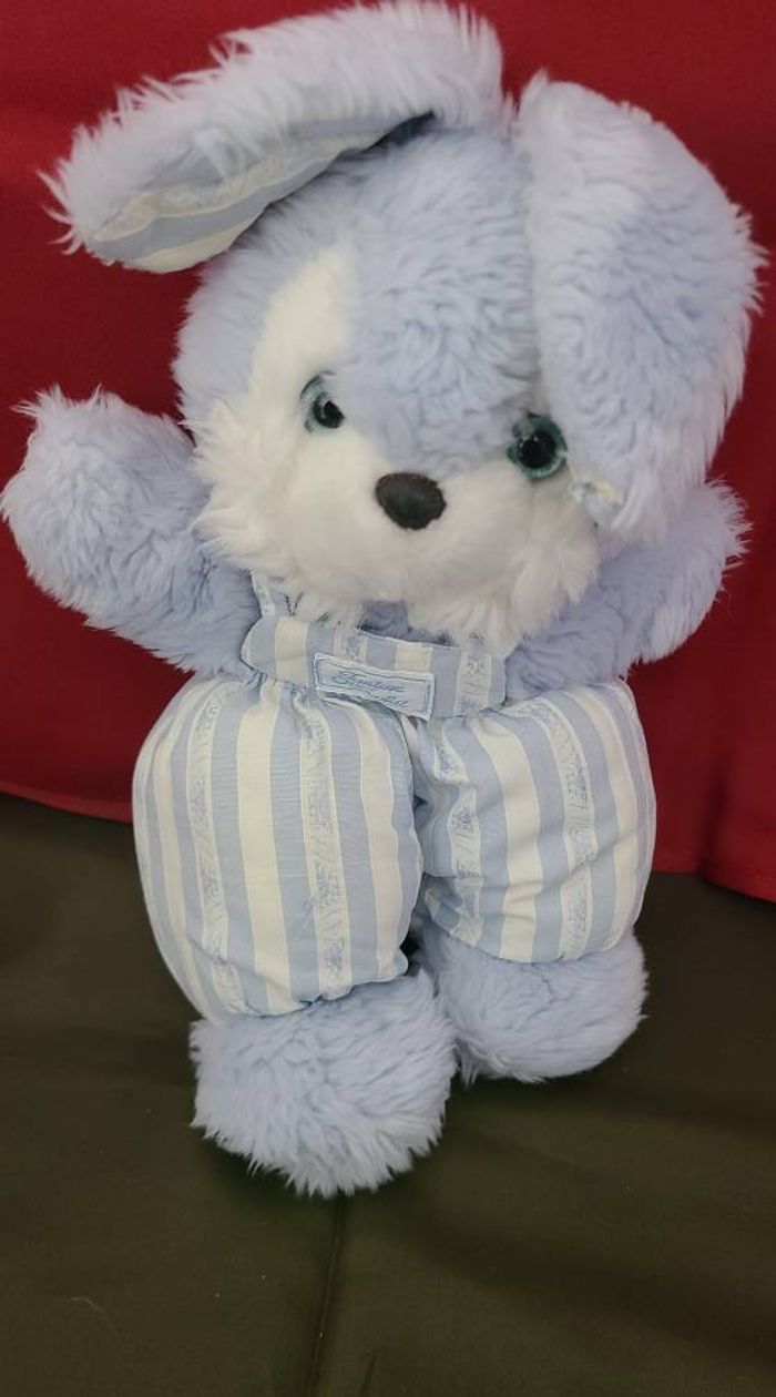 Doudou lapin salopette rayé bleu TARTINE ET CHOCOLAT - photo numéro 2
