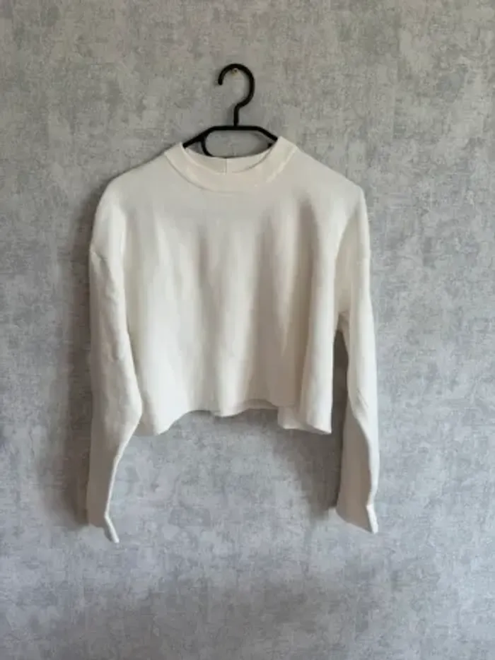 pull court blanc crème Bershka taille S
