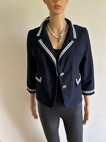 Blazer bleu marine et blanc Molly Bracken taille L TBE