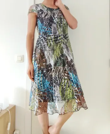 Belle robe d'été évasée Pause Café motifs jungle 38 très bon état