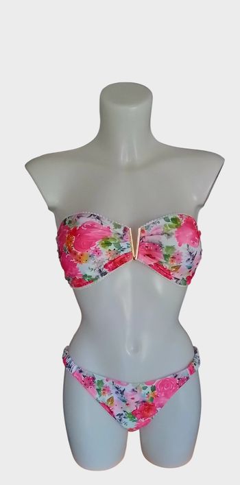 Maillot de bain femme 2 pièces imprimé les tons rose,fuchsia Taille L
