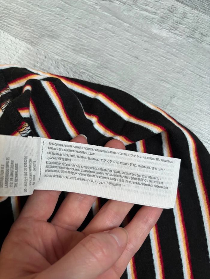 Robe noire à rayures épaules dénudées - Hollister - Taille S - Neuve - photo numéro 3
