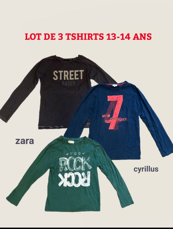 Lot de 3 tshirts manches longues garcon 13-14 ans zara cyrillus