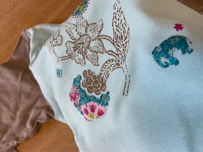 Ensemble jupe et top Catimini turquoise et taupe taille six ans - photo numéro 9