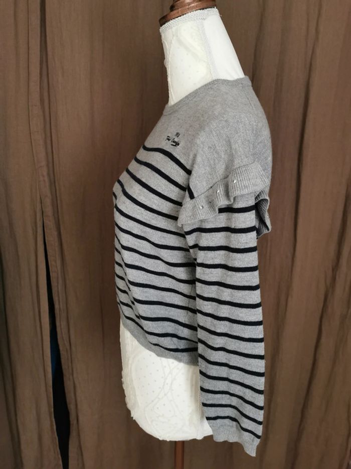 Pull gris à rayures ikks taille 10 ans - photo numéro 2
