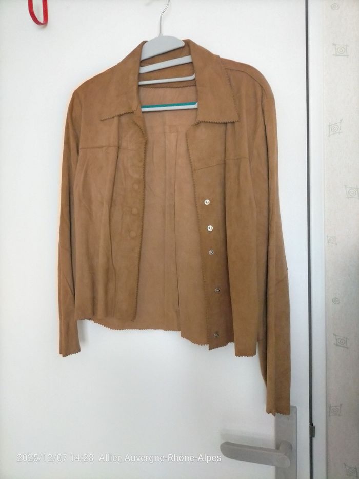 Veste chemise agneau velours couleur marron - photo numéro 6