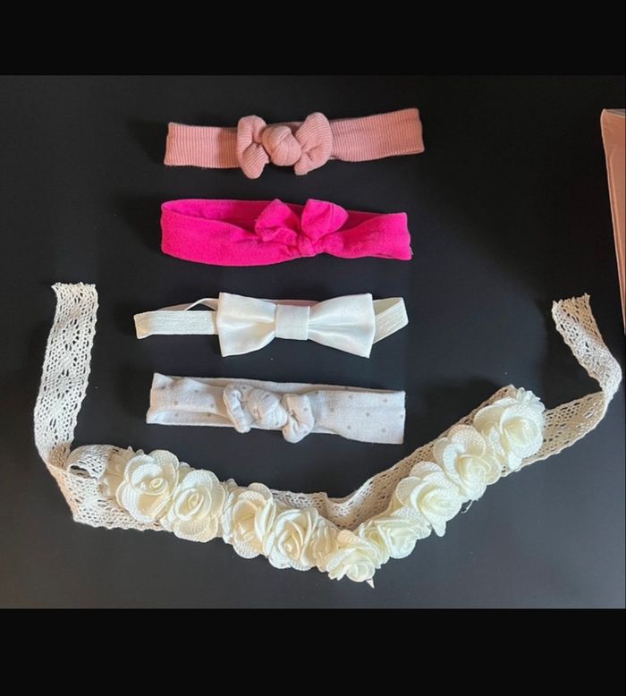 🌸 Lot de 5 bandeaux bébé fille - accessoires cheveux