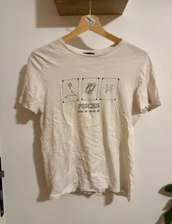 T-shirt logo zodiac poisson blanc