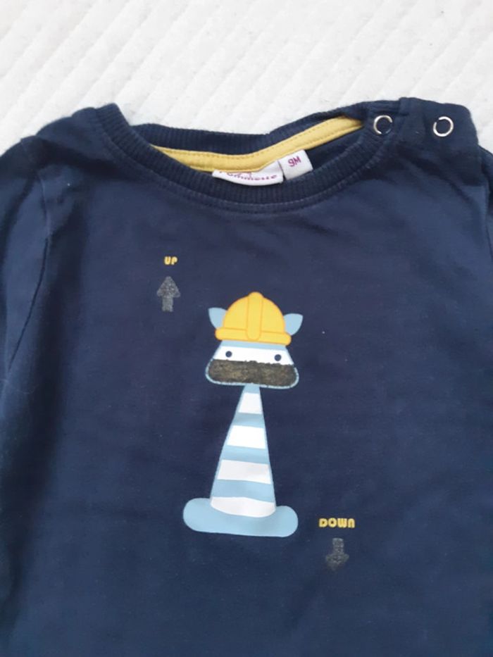 Tenue tee-shirt manches longues et pantalon jean Pommette 9 mois - photo numéro 3