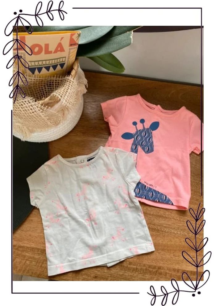 Lot de 2 t shirt manches courtes 1 moins
