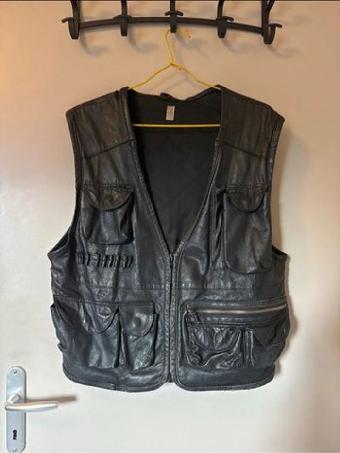 Veste homme sans manches en cuir