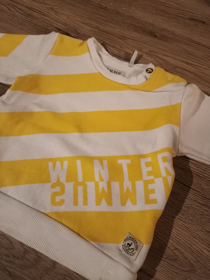 Pull jaune et blanc ikks - photo numéro 2