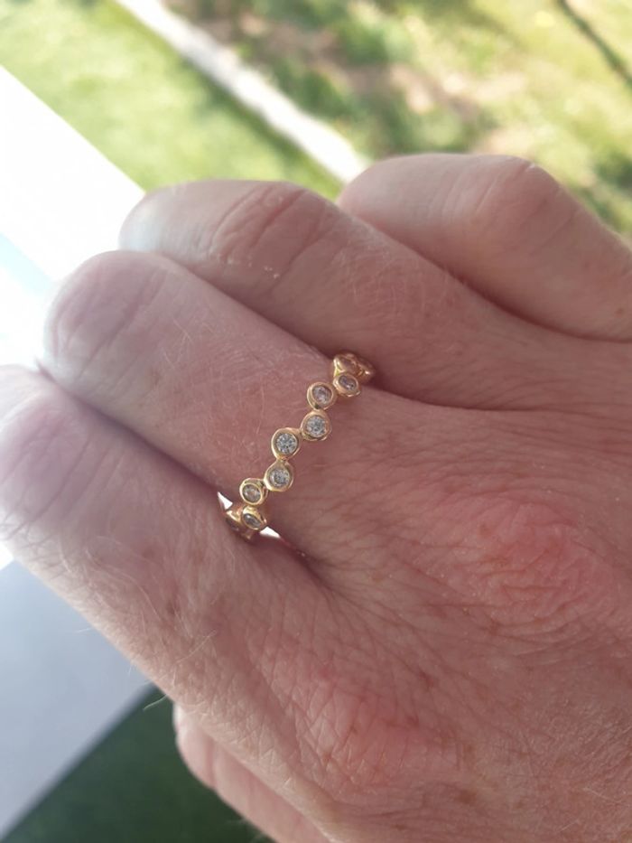 Bague style alliance en Plaqué Or et oxyde de zirconium Taille 50 - photo numéro 2