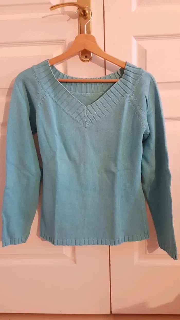 Pull camaieu bleu turquoise taille 2