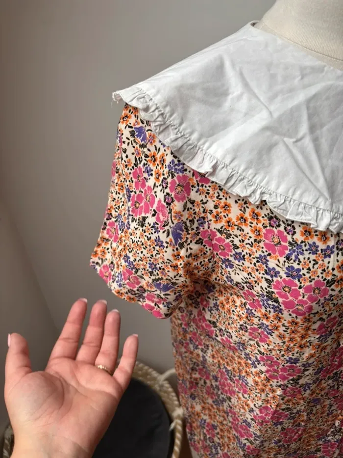 Sublime blouse Balzac Paris modèle Étincelle imprimé fleurs solaires - T38 - photo numéro 3
