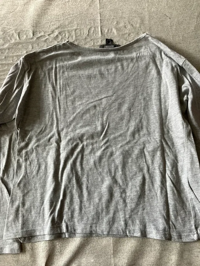 Tee-shirt manches longues col carré gris Primark – Taille S - photo numéro 6