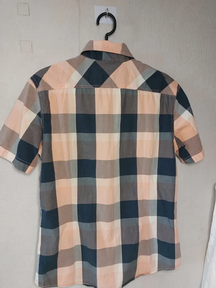 Chemise manche courte à carreaux corail et bleu "Celio" - photo numéro 2