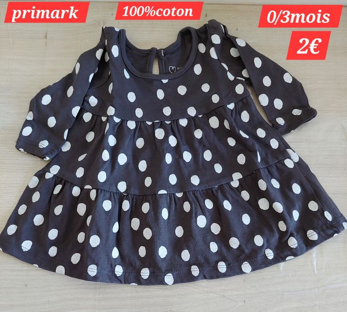 Robe bleue marine et blanche fille 0/3 mois - photo numéro 1