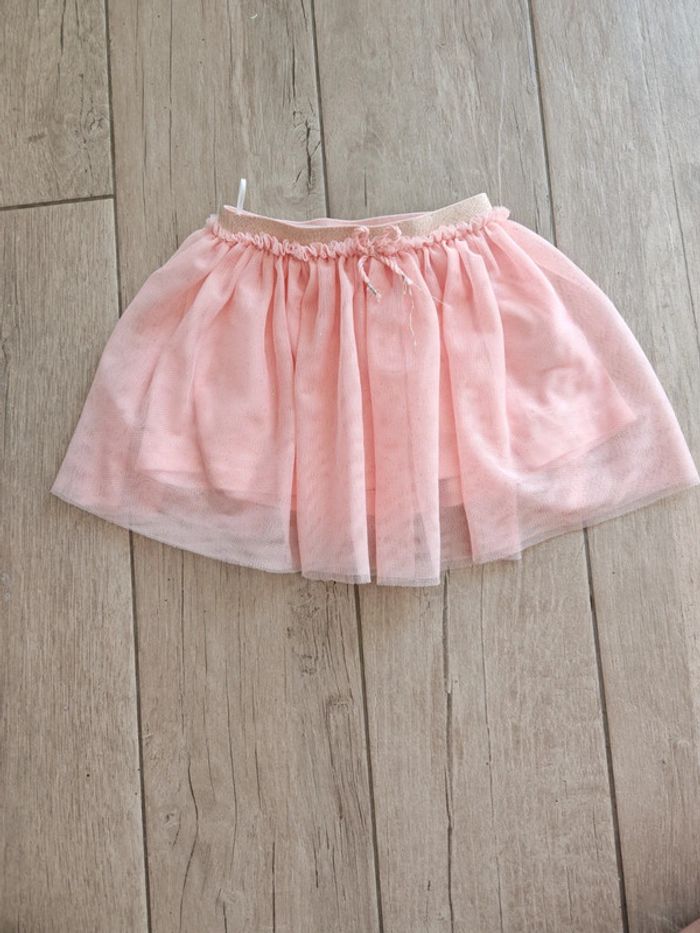 Jupe volant et tulle rose 2 ans