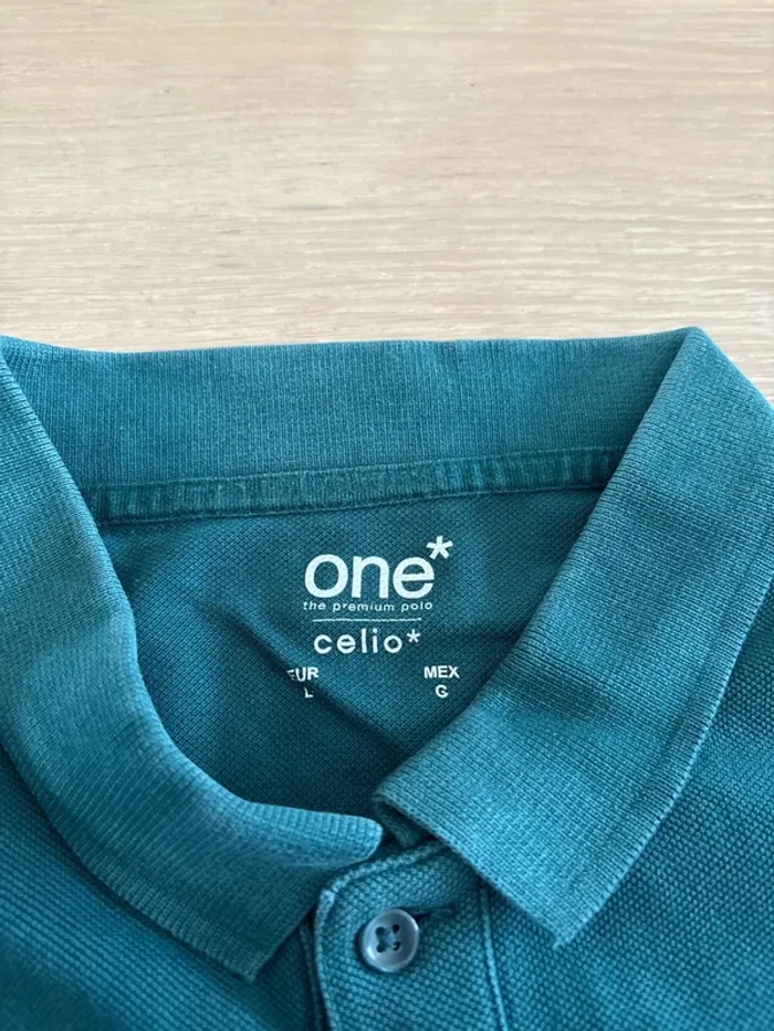Polo vert bouteille celio taille L - photo numéro 3