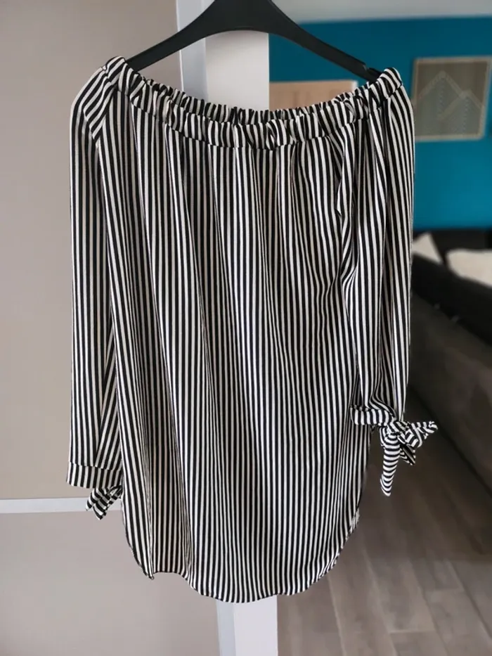 Haut Blouse tunique pull fin manches 3/4 taille 40 excellent état