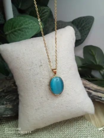 Collier pierre oeil de chat naturelle
