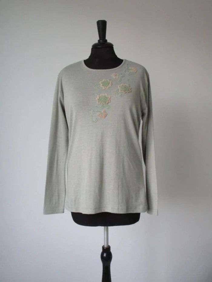 T-shirt vintage vert fleurs 40/42 TBE