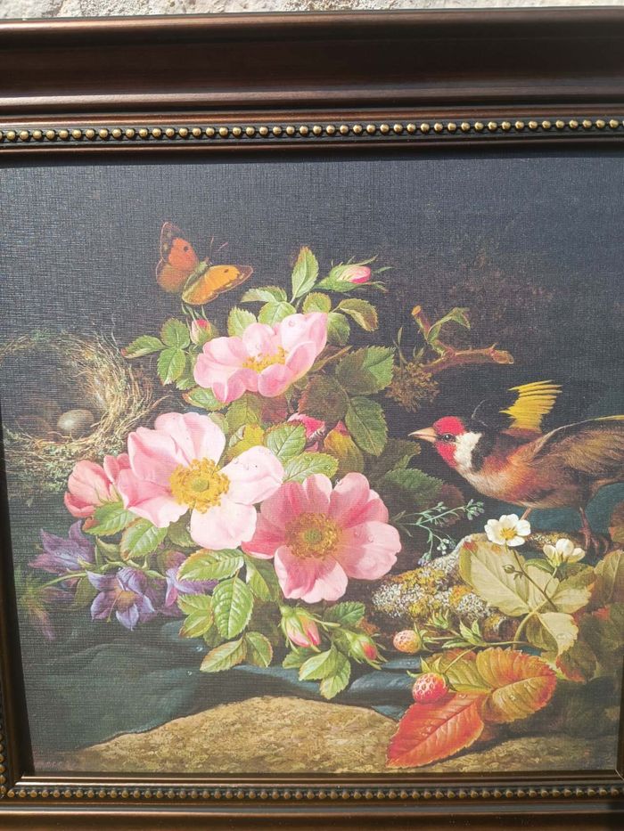 Tableau peinture oiseau et fleur - photo numéro 2