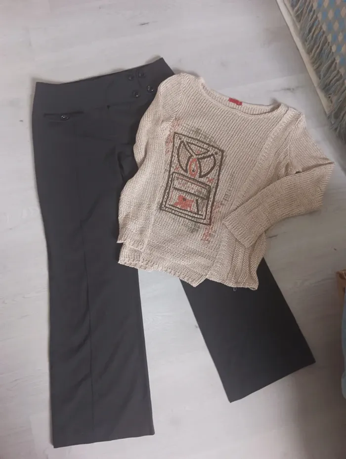 Lot pantalon large Patrice Bréal+ pull Tissaïa Taille 42 en Tbe