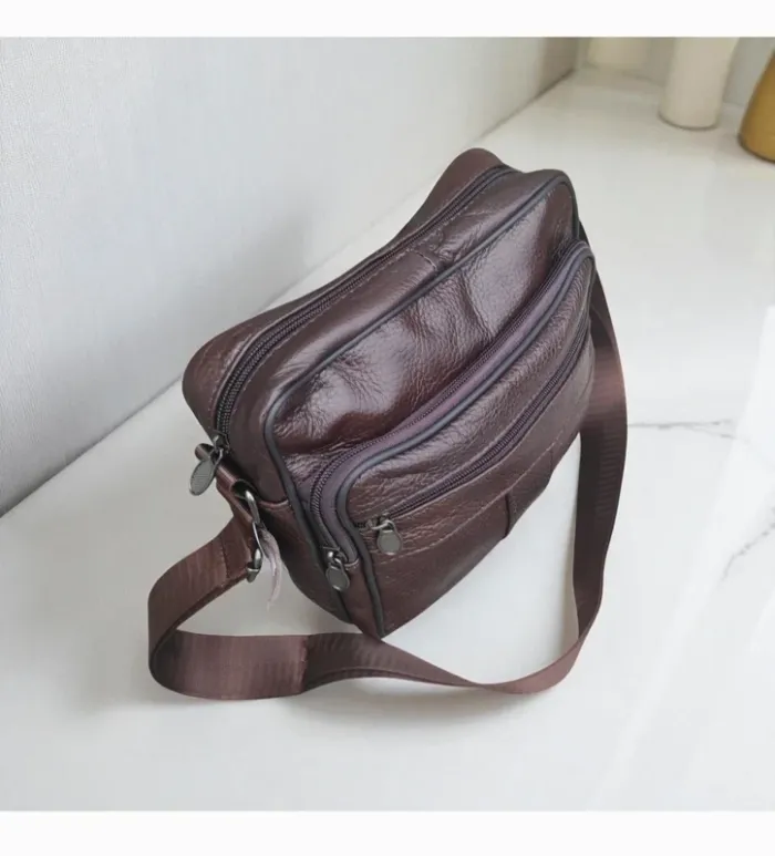 Sacoche en cuir véritable marron neuve - photo numéro 2