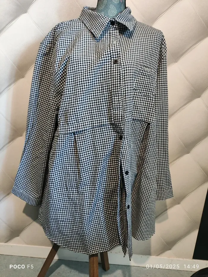 Chemise pied de poule manche longue taille 5XL 56/58 - photo numéro 10
